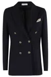 Circolo 1901 Double-breasted Wool Knit Blazer In Blue