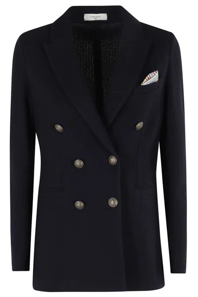 CIRCOLO 1901 DOUBLE-BREASTED WOOL KNIT BLAZER