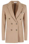 Circolo 1901 Double-breasted Wool Knit Blazer In Brown