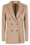 Circolo 1901 Double-breasted Wool Knit Blazer In Brown