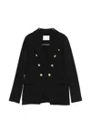 Circolo 1901 Black Solid Notched Lapel Blazer In Black
