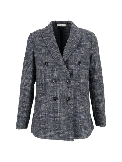 Circolo 1901 Double-breasted Check Blazer In Gray