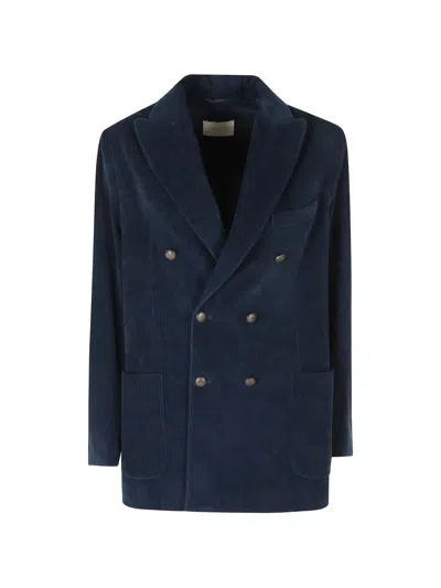 Circolo 1901 Double-breasted Corduroy Blazer In Blue