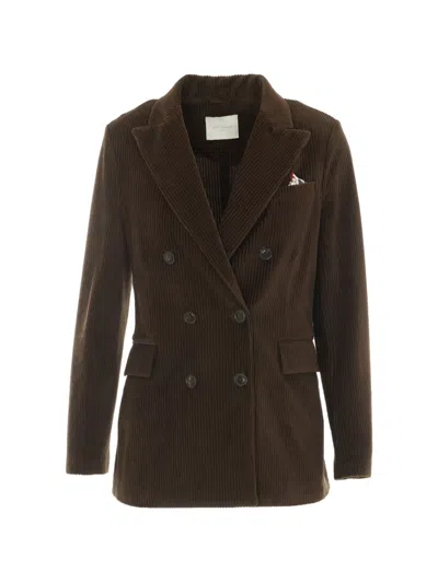 Circolo 1901 Double-breasted Corduroy Blazer In Brown