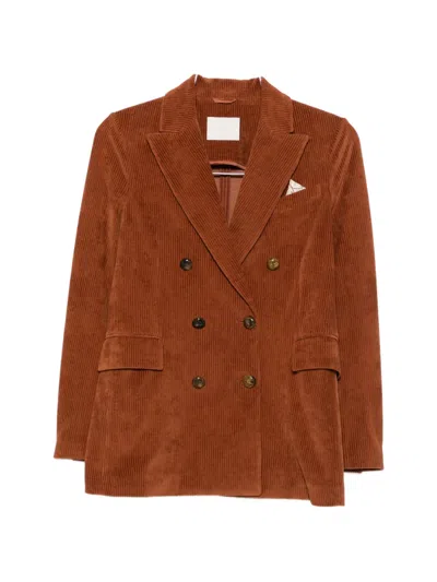 Circolo 1901 Double-breasted Corduroy Blazer In Brown