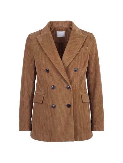 Circolo 1901 Double-breasted Corduroy Blazer In Brown