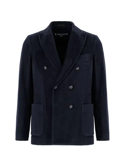Circolo 1901 Double-breasted Corduroy Jacket In 블루