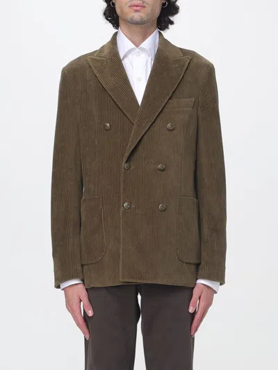 Circolo 1901 Double-breasted Cotton Velvet Blazer With Patch Pockets In Green