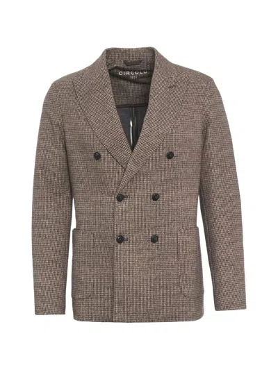 Circolo 1901 Double-breasted Houndstooth Blazer In Brown