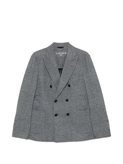 Circolo 1901 Double-breasted Houndstooth Blazer In Gray