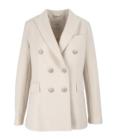 Circolo 1901 Structured Double-breasted Fleece Blazer In Neutral