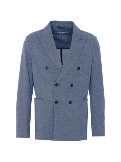 Circolo 1901 Double-breasted Mini-check Blazer In Animal Print