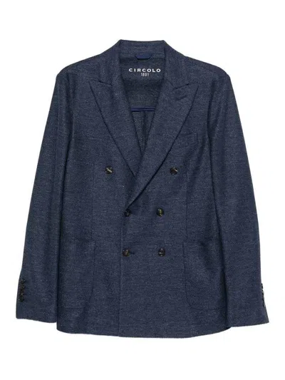 Circolo 1901 Double-breasted Navy Blue Wool Jacket