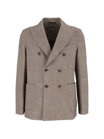 Circolo 1901 Double-breasted Patch-pocket Jacket In Brown