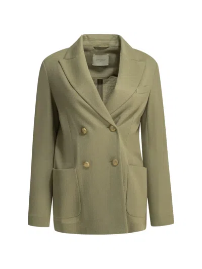 Circolo 1901 Double-breasted Peak-lapel Blazer In Green