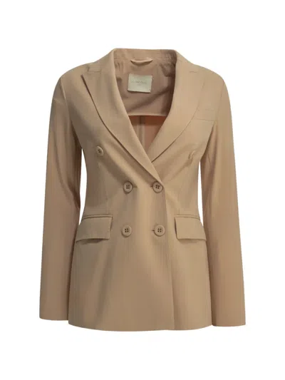 Circolo 1901 Double-breasted Peak-lapel Coat In Brown