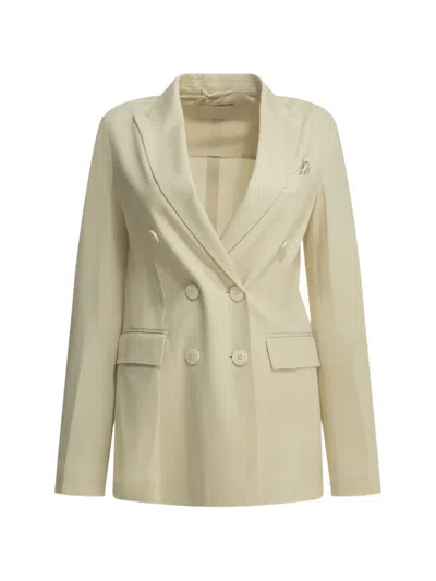 Circolo 1901 Double-breasted Peak-lapels Blazer In Neutral