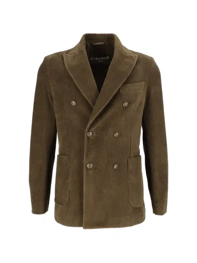 Circolo 1901 Corduroy Wide Lapel Double-breasted Blazer In Brown