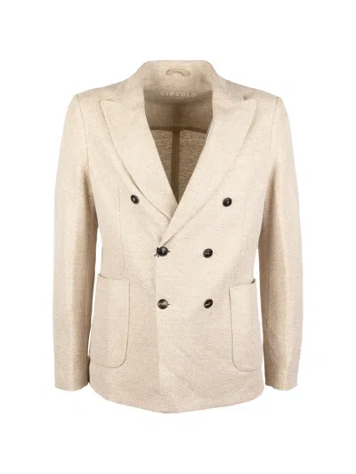Circolo 1901 Double-breasted Textured Blazer In Neutral