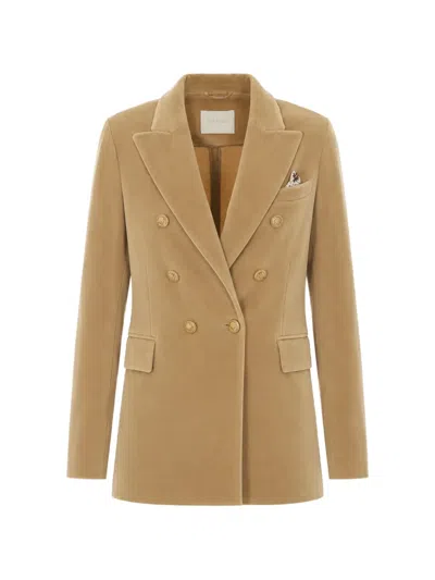 Circolo 1901 Double-breasted Velvet Jacket In Yellow