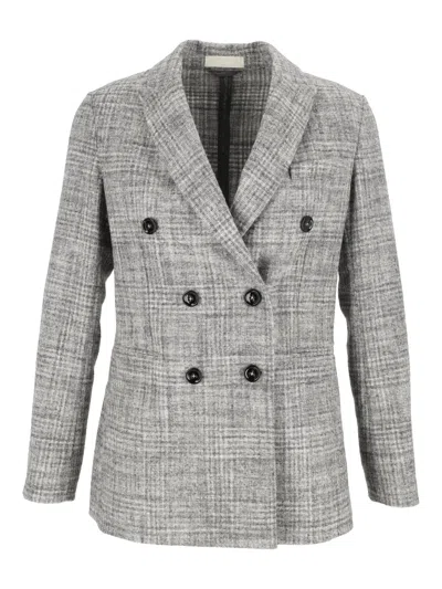 Circolo 1901 Double-breasted Checked Jacket In Gray