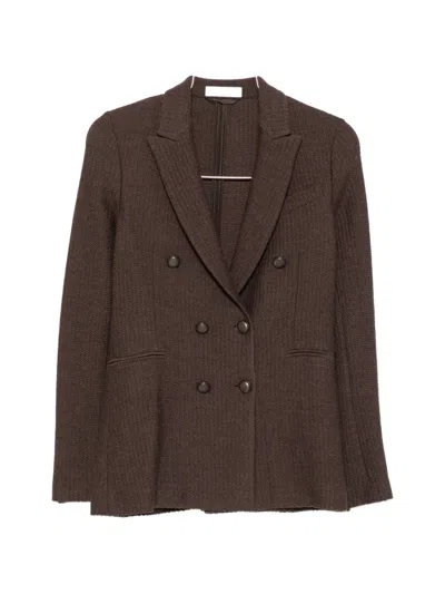 Circolo 1901 Double-breasted Wool Blazer In 브라운