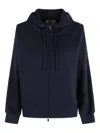 Circolo 1901 Drawstring Zip-up Hoodie In Blue