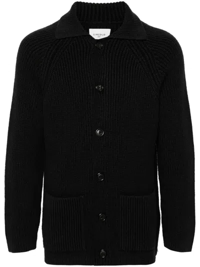 Circolo 1901 Fisherman's Knitted Cardigan In Black