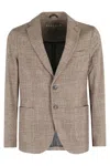 Circolo 1901 Check Patterned Blazer In Bark With Tailored Fit In Brown