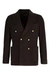 Circolo 1901 Lapel Sleeve Double-breasted Button Pocket Jacket In Brown