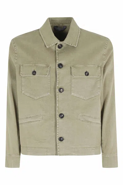 Circolo 1901 Green Safari Flap Pocket Button Placket Linen-blend Casual Shirt In Multi