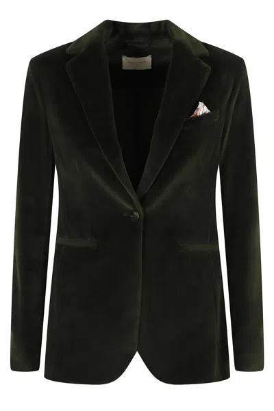Circolo 1901 Green Slim Single-breasted Velvet Welt Pocket Jacket
