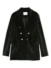 Circolo 1901 Double-breasted Velvet Jacket Featuring Pockets In Black
