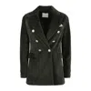 Circolo 1901 Green Velvet Double-breasted Jacket In Black