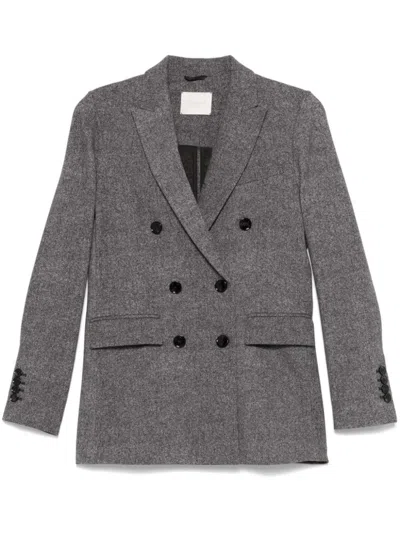 Circolo 1901 Grey Cotton Double-breasted Blazer In Gray