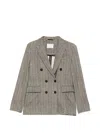 Circolo 1901 Herringbone-pattern Double-breasted Jacket In Gray