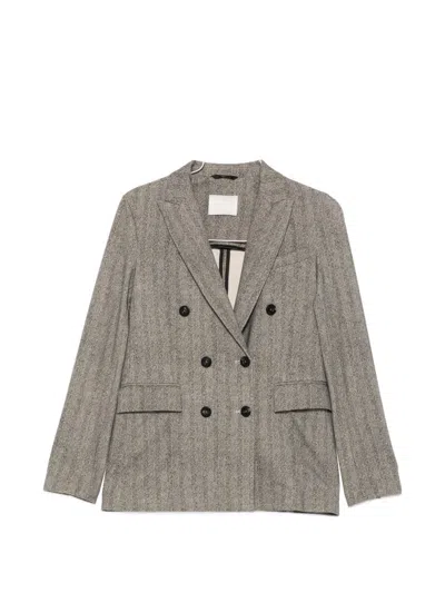 Circolo 1901 Herringbone Cotton Double-breasted Blazer In Grey