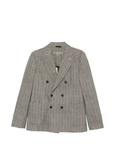 Circolo 1901 Herringbone Double-breasted Blazer In Gray