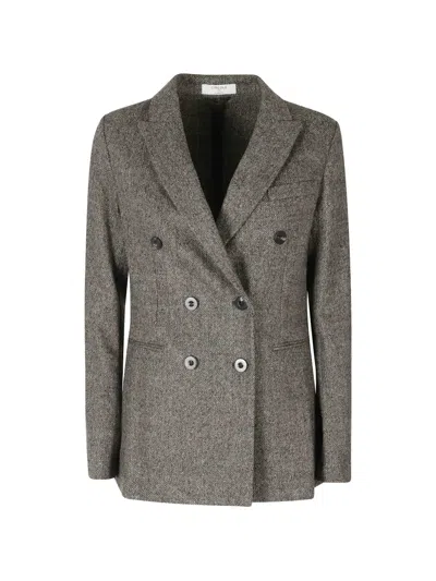 Circolo 1901 Herringbone Double-breasted Blazer In Gray