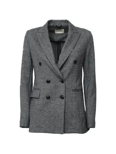Circolo 1901 Herringbone Double-breasted Blazer In Gray