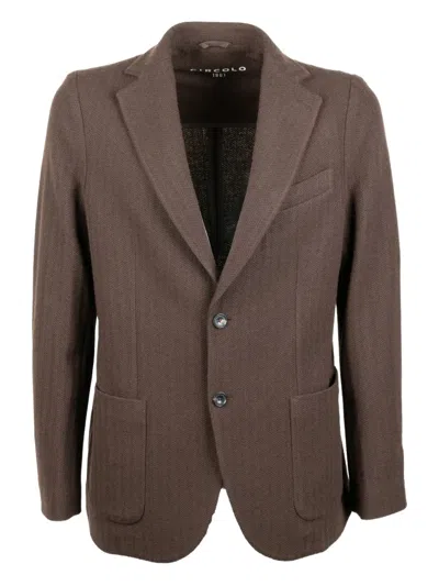 Circolo 1901 Herringbone-pattern Blazer In Brown