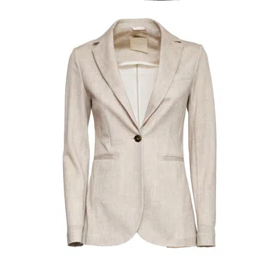 Circolo 1901 Herringbone Slim Fit Single-breasted Blazer In Neutral