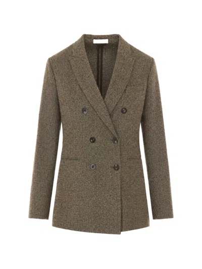 Circolo 1901 Herringbone-pattern Double-breasted Jacket In Brown