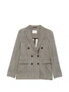 Circolo 1901 Herringbone-pattern Double-breasted Jacket In Brown