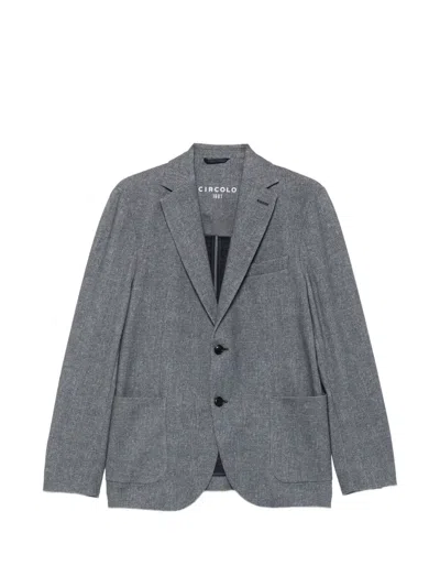 Circolo 1901 Herringbone-pattern Single-breasted Blazer In Blue