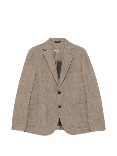 Circolo 1901 Herringbone-pattern Single-breasted Blazer In Brown