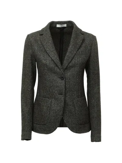 Circolo 1901 Herringbone-pattern Slim-fit Blazer In Green