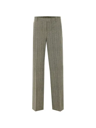 Circolo 1901 Herringbone-pattern Tailored Trousers In Gray