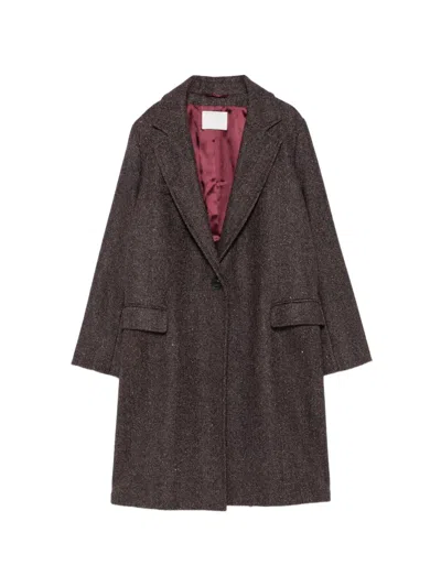 Circolo 1901 Herringbone-pattern Wool Coat In Brown