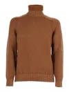 Circolo 1901 Ribbed Turtleneck Wool Sweater In Earthy Brown In Multi